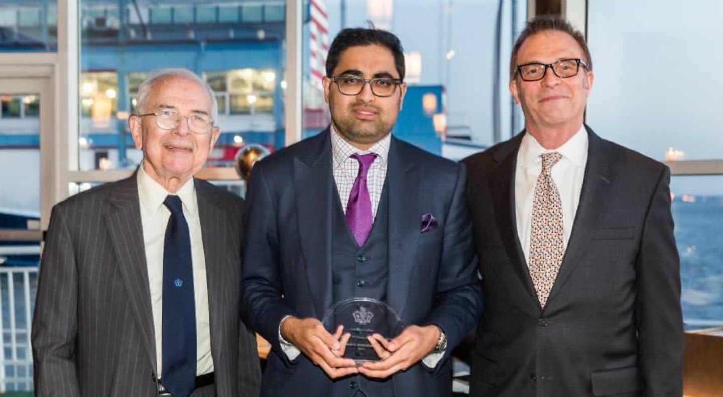 Jerry Sherwin CC'55, Ganesh Betanabhatla CC’06, and James J. Valentini